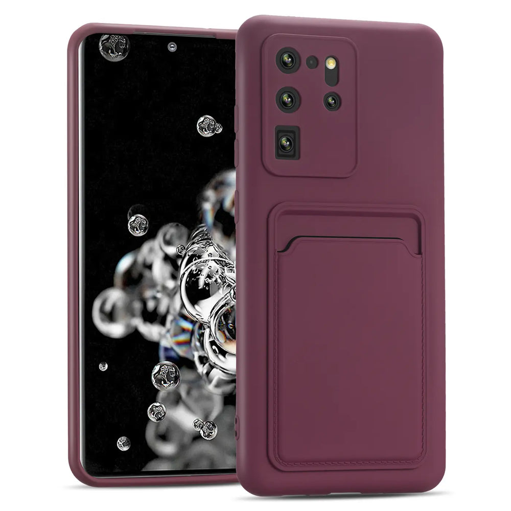 Samsung Galaxy S20 Ultra Handyhülle in Lila mit Kameraschutz und Kartenfach