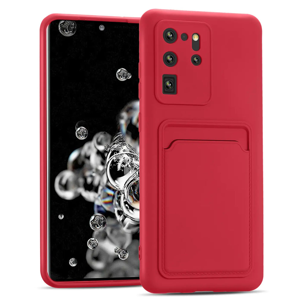 Samsung Galaxy S20 Ultra Handyhülle in Rot mit Kameraschutz und Kartenfach