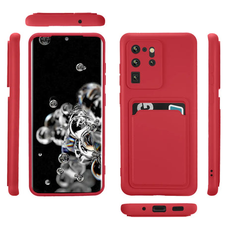 Samsung Galaxy S20 Ultra Handyhülle in Rot mit Kameraschutz und Kartenfach