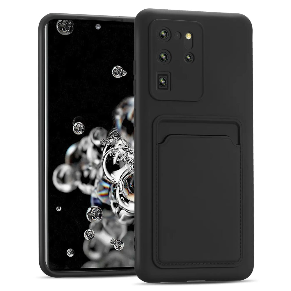 Samsung Galaxy S20 Ultra Handyhülle in Schwarz mit Kameraschutz und Kartenfach