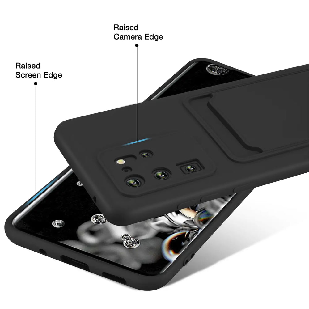 Samsung Galaxy S20 Ultra Handyhülle in Schwarz mit Kameraschutz und Kartenfach