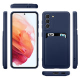 Samsung Galaxy S21 FE Handyhülle in Blau mit Kameraschutz und Kartenfach