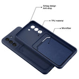 Samsung Galaxy S21 FE Handyhülle in Blau mit Kameraschutz und Kartenfach