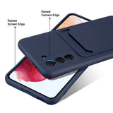 Samsung Galaxy S21 FE Handyhülle in Blau mit Kameraschutz und Kartenfach
