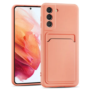Samsung Galaxy S21 FE Handyhülle in Rosa mit Kameraschutz und Kartenfach