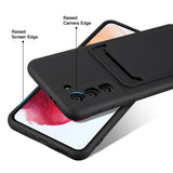 Samsung Galaxy S21 FE Handyhülle in Schwarz mit Kameraschutz und Kartenfach