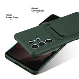 Samsung Galaxy S21 Ultra Handyhülle in Grün mit Kameraschutz und Kartenfach