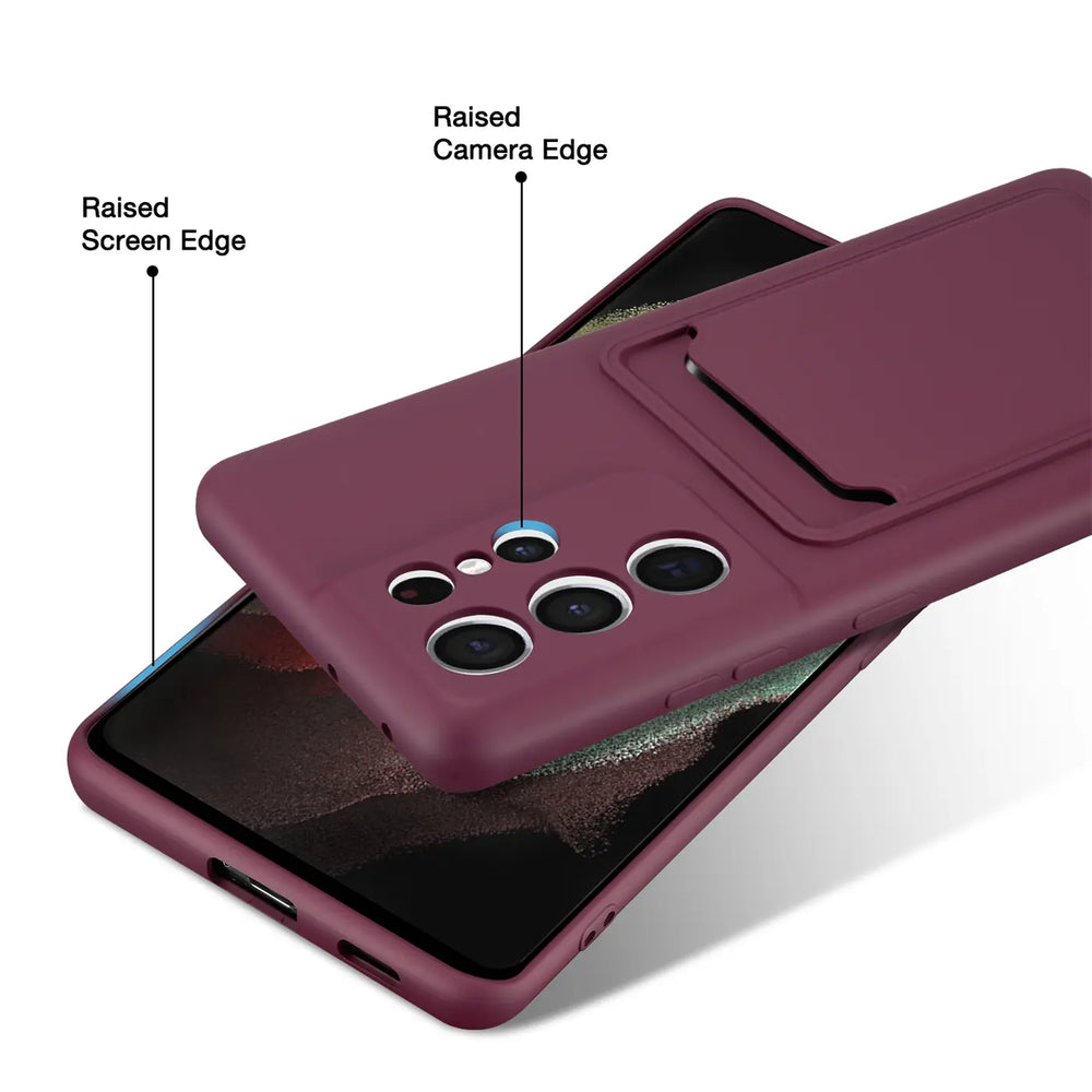 Samsung Galaxy S21 Ultra Handyhülle in Lila mit Kameraschutz und Kartenfach