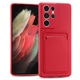 Samsung Galaxy S21 Ultra Handyhülle in Rot mit Kameraschutz und Kartenfach