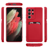 Samsung Galaxy S21 Ultra Handyhülle in Rot mit Kameraschutz und Kartenfach