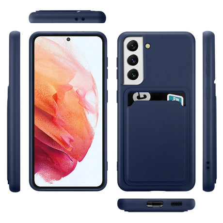 Samsung Galaxy S22 Handyhülle in Blau mit Kameraschutz und Kartenfach