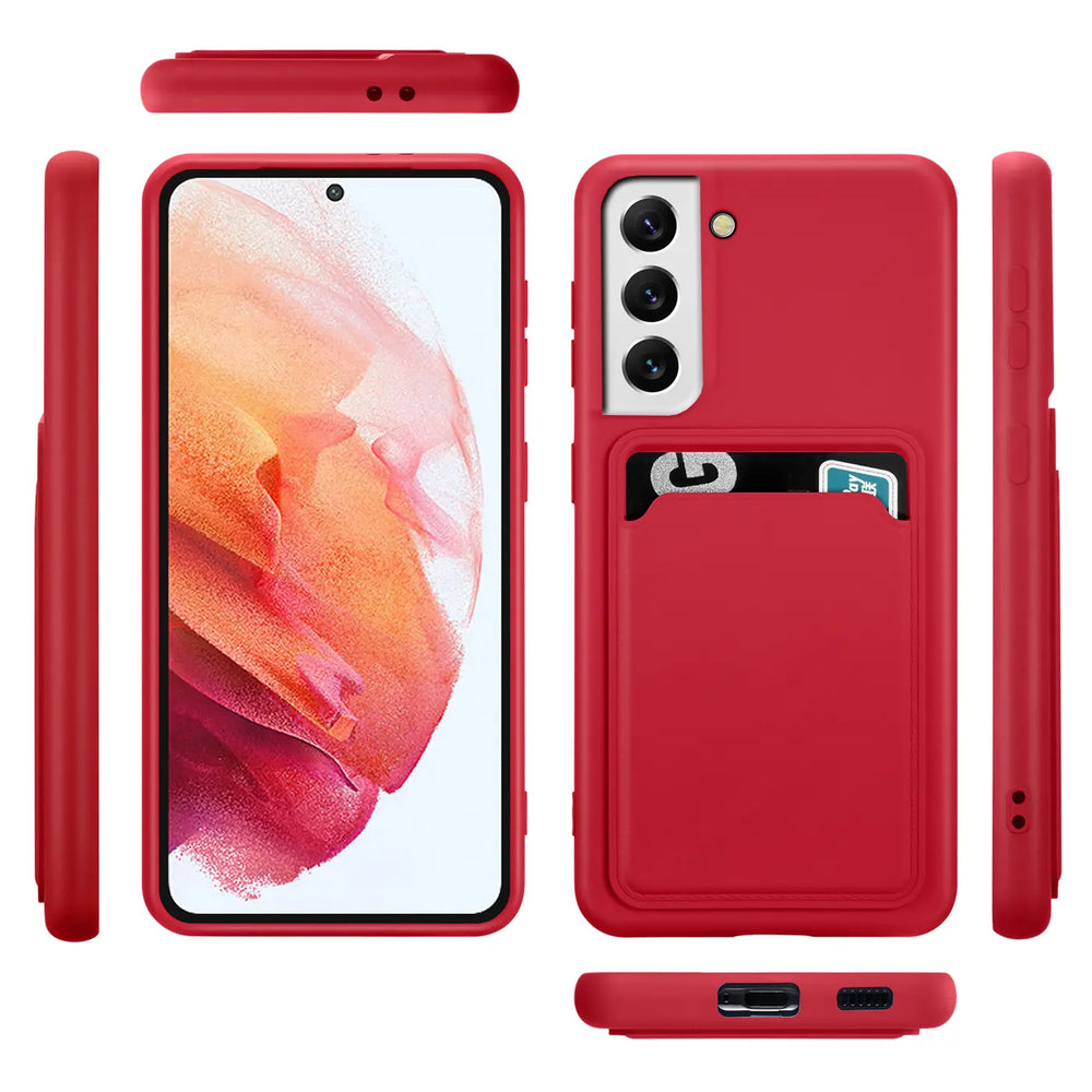 Samsung Galaxy S23 Plus Handyhülle in Rot mit Kameraschutz und Kartenfach