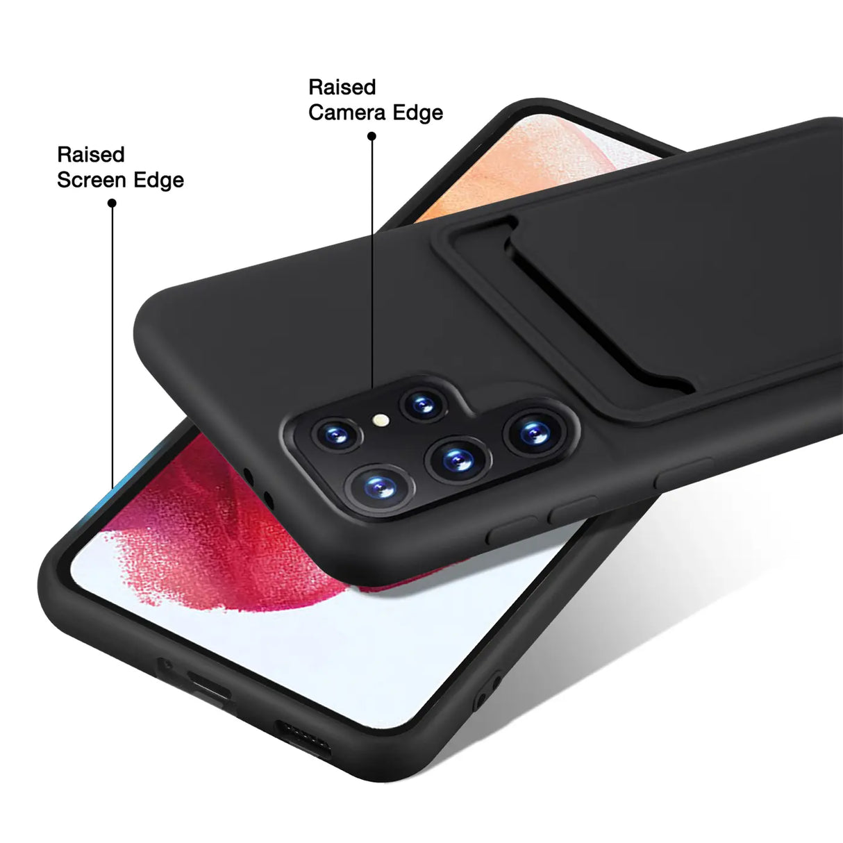 Samsung Galaxy S23 Ultra Handyhülle in Schwarz mit Kameraschutz und Kartenfach
