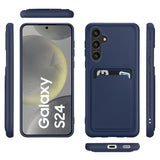 Samsung Galaxy S24 Handyhülle in Blau mit Kameraschutz und Kartenfach