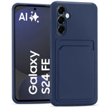 Samsung Galaxy S24 FE Handyhülle in Blau mit Kameraschutz und Kartenfach