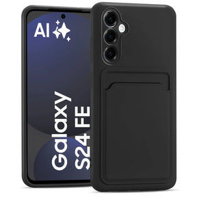 Samsung Galaxy S24 FE Handyhülle in Schwarz mit Kameraschutz und Kartenfach