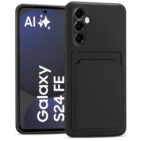 Samsung Galaxy S24 FE Handyhülle in Schwarz mit Kameraschutz und Kartenfach