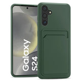 Samsung Galaxy S24 Handyhülle in Grün mit Kameraschutz und Kartenfach