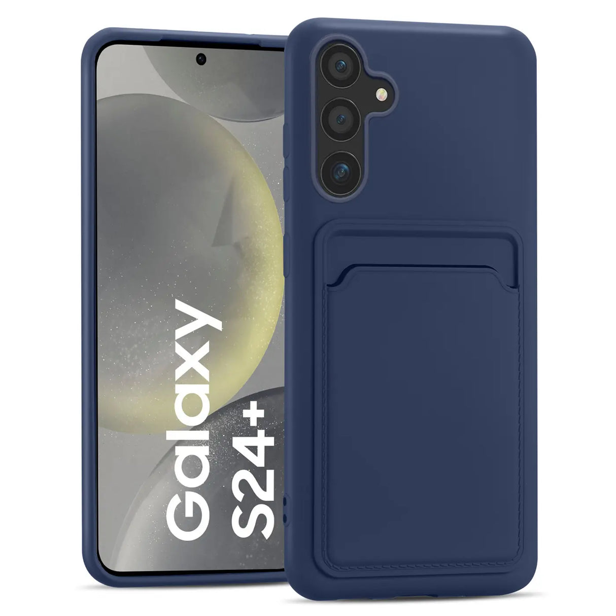 Samsung Galaxy S24 Plus Handyhülle in Blau mit Kameraschutz und Kartenfach