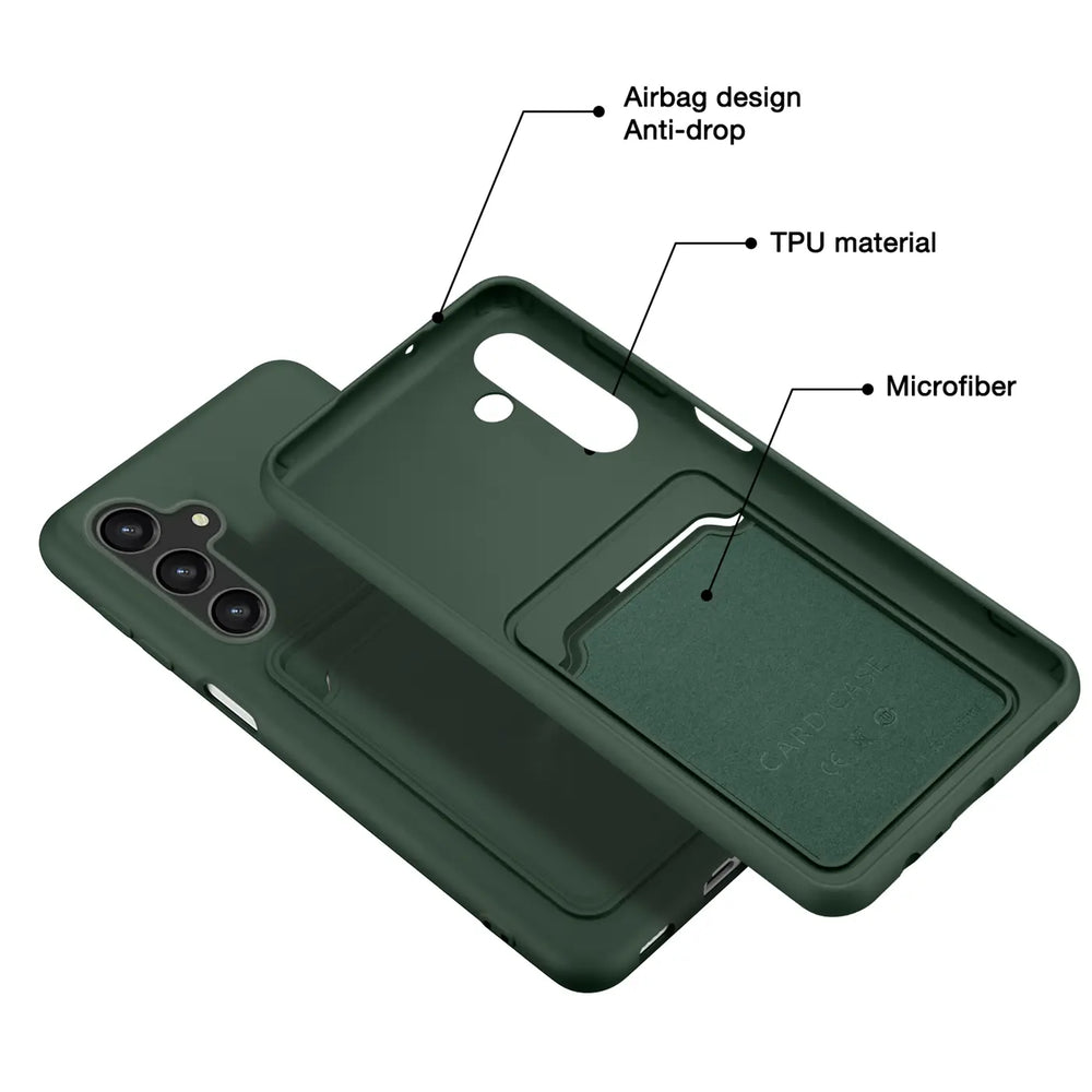 Samsung Galaxy S24 Plus Handyhülle in Grün mit Kameraschutz und Kartenfach