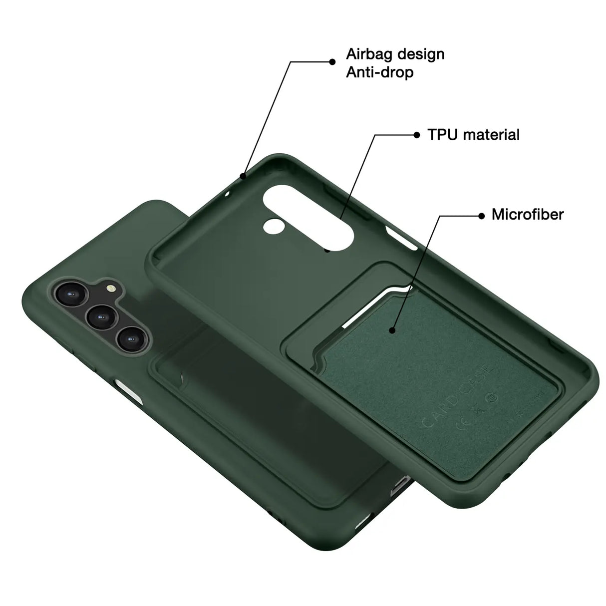 Samsung Galaxy S24 Plus Handyhülle in Grün mit Kameraschutz und Kartenfach