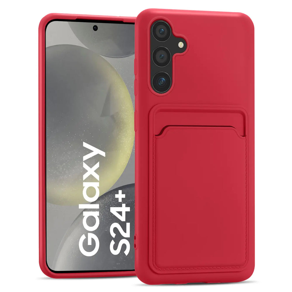 Samsung Galaxy S24 Plus Handyhülle in Rot mit Kameraschutz und Kartenfach
