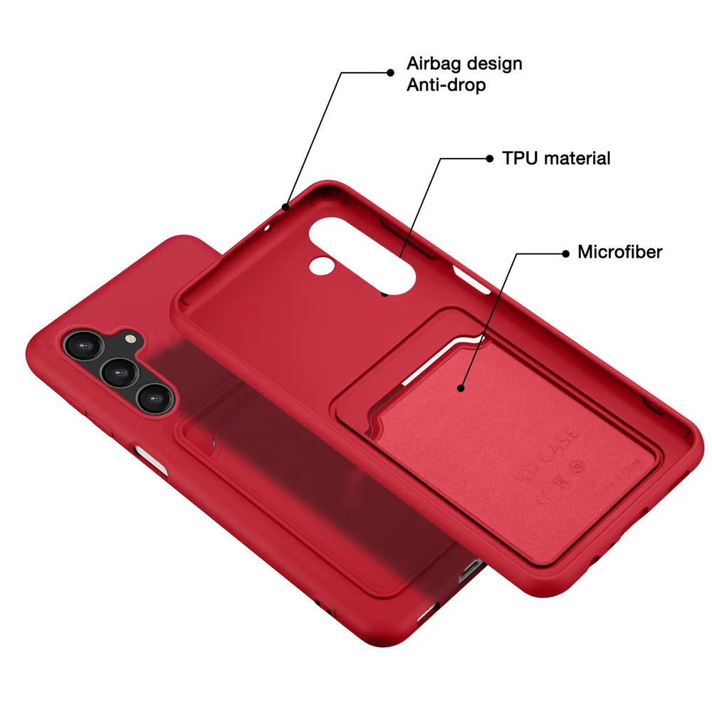 Samsung Galaxy S24 Plus Handyhülle in Rot mit Kameraschutz und Kartenfach