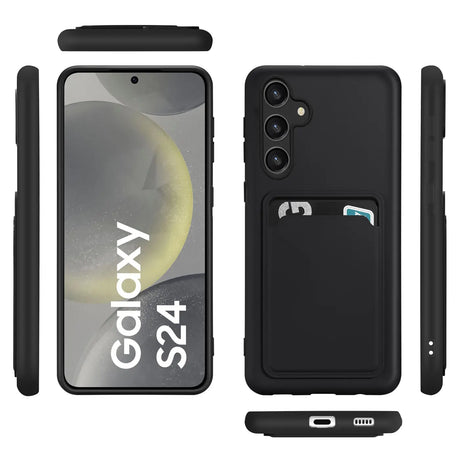 Samsung Galaxy S24 Handyhülle in Schwarz mit Kameraschutz und Kartenfach
