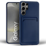 Samsung Galaxy S24 Ultra Handyhülle in Blau mit Kameraschutz und Kartenfach