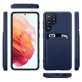 Samsung Galaxy S24 Ultra Handyhülle in Blau mit Kameraschutz und Kartenfach