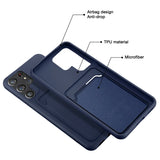 Samsung Galaxy S24 Ultra Handyhülle in Blau mit Kameraschutz und Kartenfach