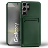 Samsung Galaxy S24 Ultra Handyhülle in Grün mit Kameraschutz und Kartenfach