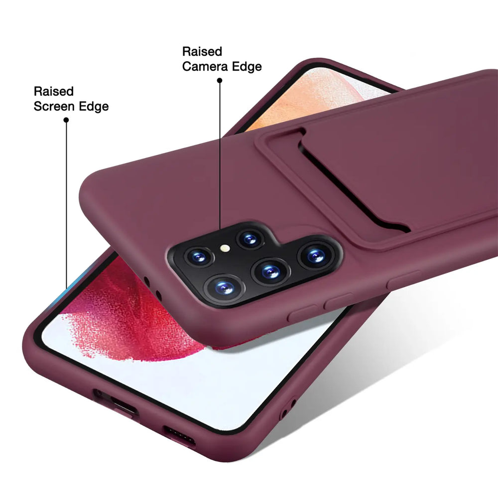 Samsung Galaxy S24 Ultra Handyhülle in Lila mit Kameraschutz und Kartenfach