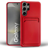 Samsung Galaxy S24 Ultra Handyhülle in Rot mit Kameraschutz und Kartenfach