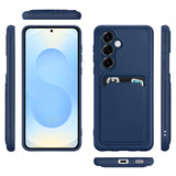 Samsung Galaxy S25 Handyhülle in Blau mit Kameraschutz und Kartenfach