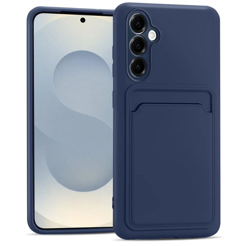 Samsung Galaxy S25 FE Handyhülle in Blau mit Kameraschutz und Kartenfach