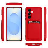 Samsung Galaxy S25 FE Handyhülle in Rot mit Kameraschutz und Kartenfach