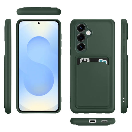 Samsung Galaxy S25 Handyhülle in Grün mit Kameraschutz und Kartenfach