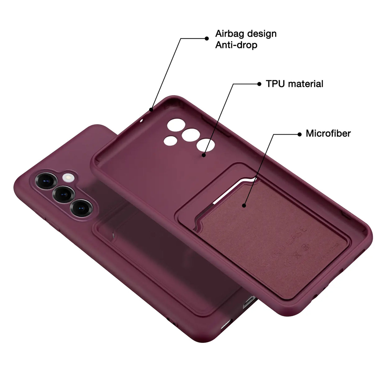 Samsung Galaxy S25 Handyhülle in Lila mit Kameraschutz und Kartenfach