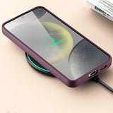 Samsung Galaxy S25 Handyhülle in Lila mit Kameraschutz und Kartenfach