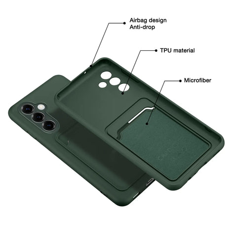 Samsung Galaxy S25+ Handyhülle in Grün mit Kameraschutz und Kartenfach