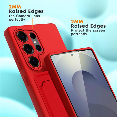 Samsung Galaxy S25 Ultra Handyhülle in Rot mit Kameraschutz und Kartenfach