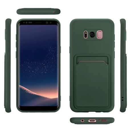 Samsung Galaxy S8 Handyhülle in Grün mit Kameraschutz und Kartenfach