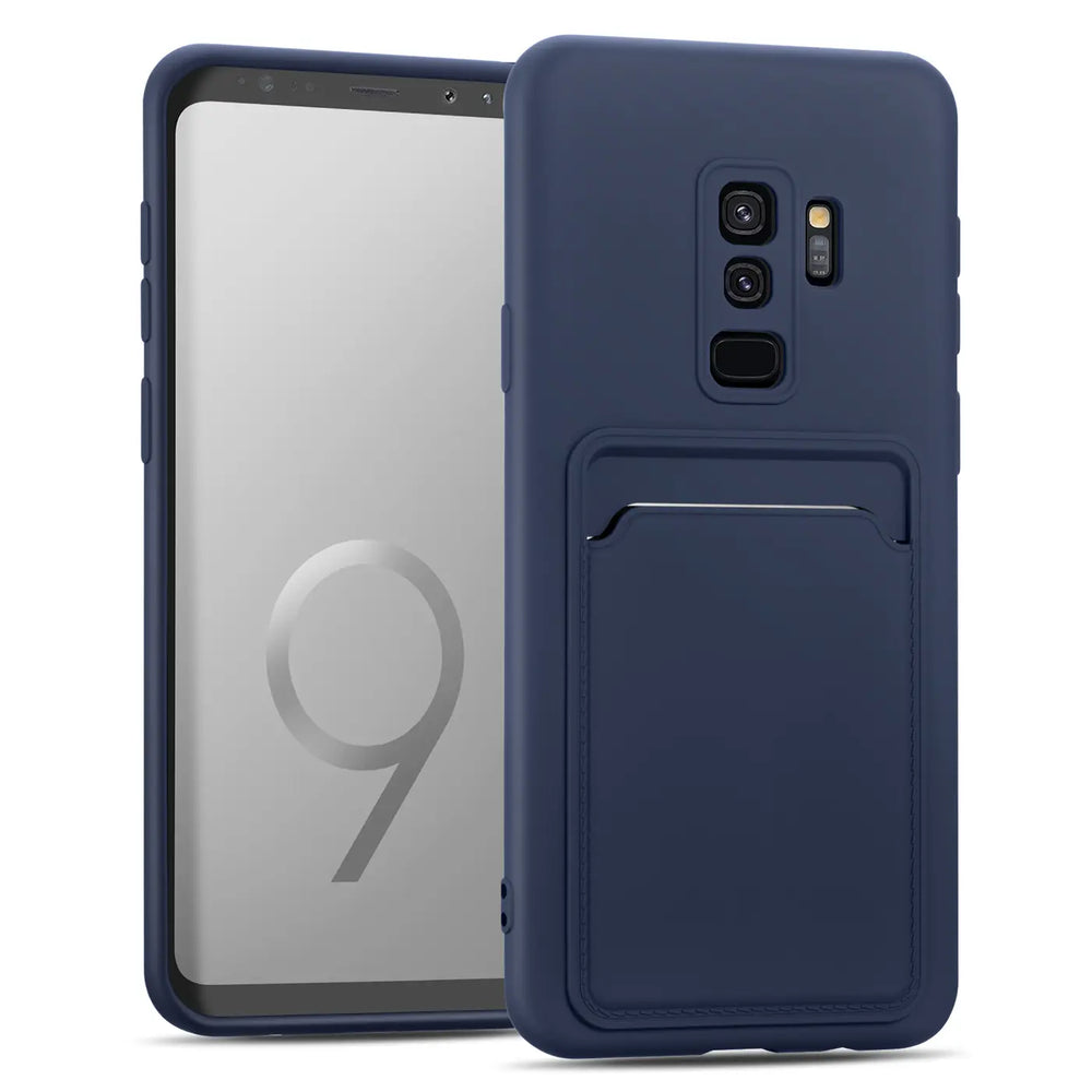Samsung Galaxy S9 Plus Handyhülle in Blau mit Kameraschutz und Kartenfach