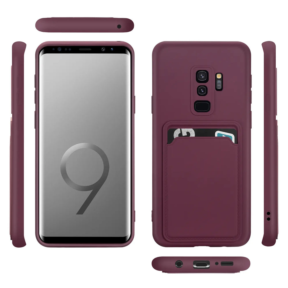 Samsung Galaxy S9 Plus Handyhülle in Lila mit Kameraschutz und Kartenfach
