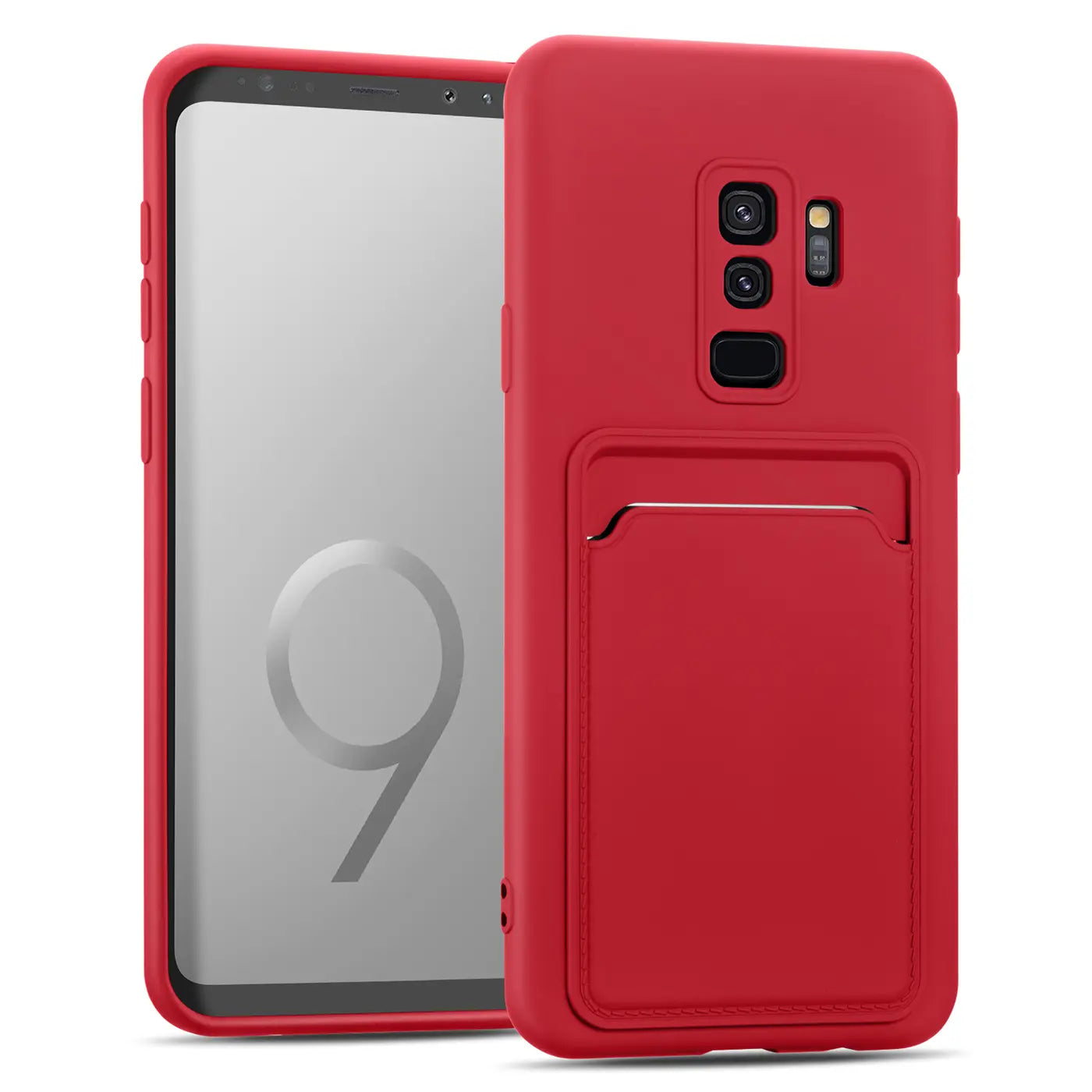 Rote Slim Hülle mit Kartenfach, aus Kunststoff, für Samsung Galaxy S9 Plus