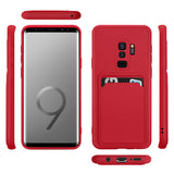 Samsung Galaxy S9 Plus Handyhülle in Rot mit Kameraschutz und Kartenfach