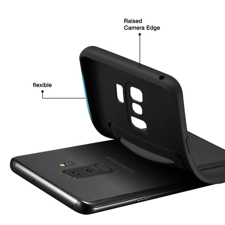 Samsung Galaxy S9 Plus Handyhülle in Schwarz mit Kameraschutz und Kartenfach