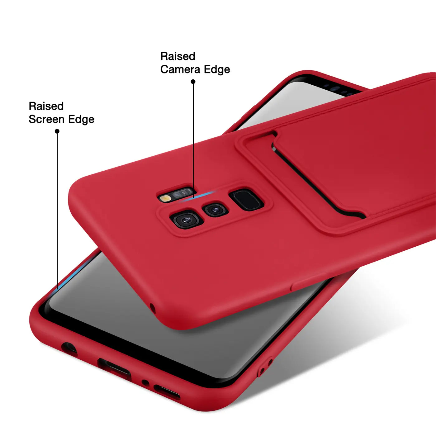 Rote Slim Hülle mit Kartenfach für Samsung Galaxy S9, von schräg oben