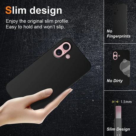 Flexible und sichere TPU Handyhülle für iPhone 16 Plus in Schwarz